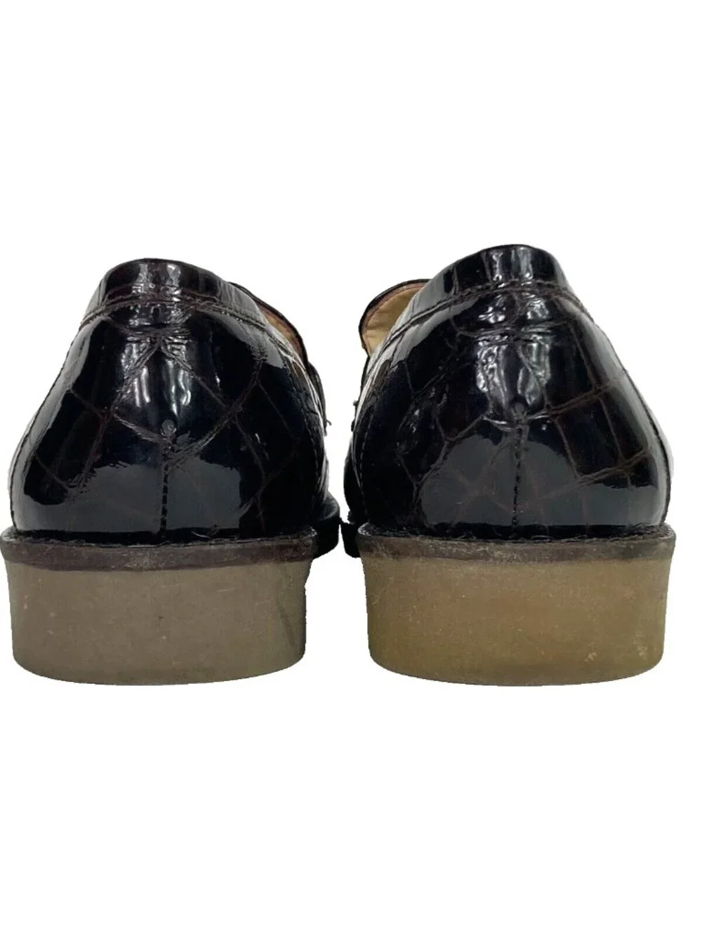 Bandolino Loafers Womens 7.5(M) Brown-Etched Leather-Dress Shoe-#105 Italy Made